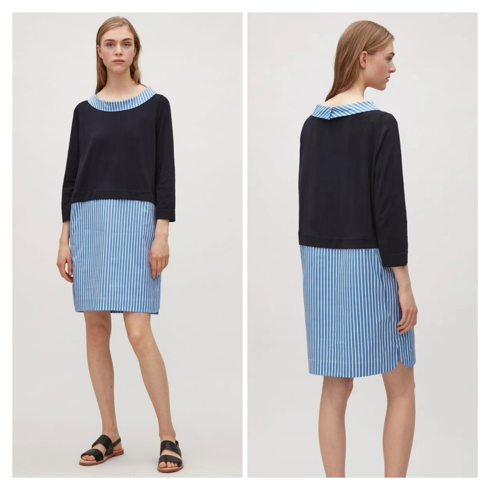 COS Knitted Dress With Folded Collar Size M